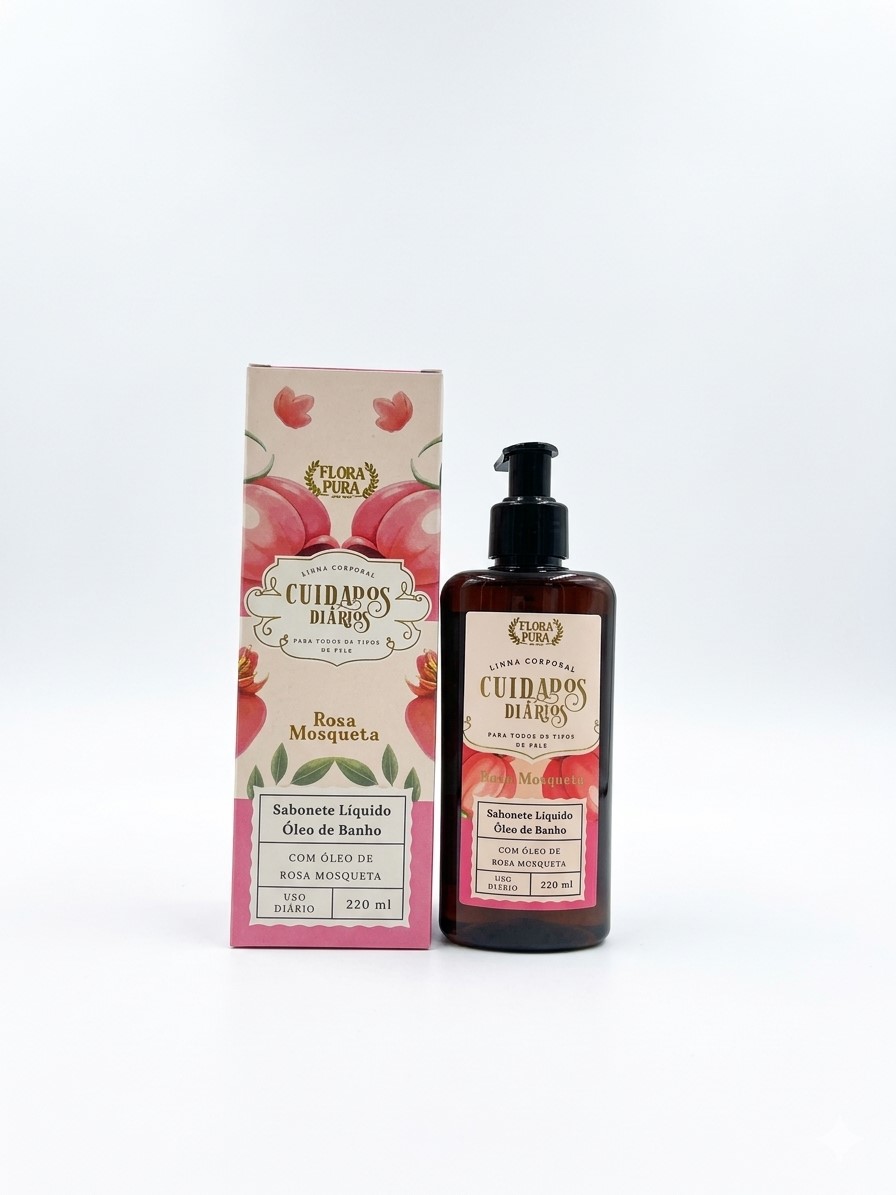 SABONETE LIQUIDO OLEO DE BANHO ROSA MOSQUETA-220ML-FP