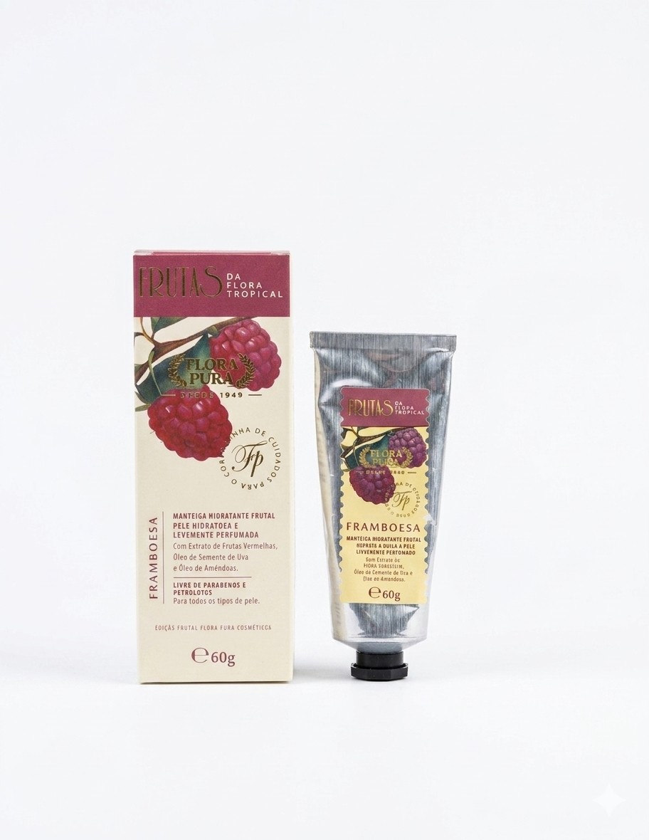 MANTEIGA HIDRATANTE DE FRAMBOESA- 60G - FLORA PURA